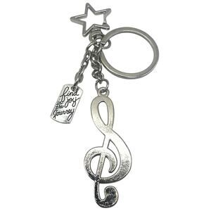 Music note keychain or star bag charm w/“find joy in the journey”silver tone NWT